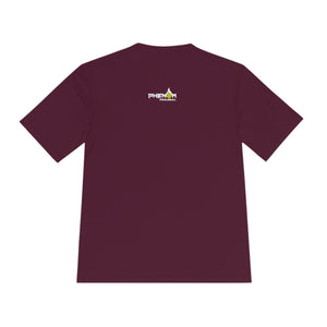 maroon burgundy heavy dinker men's athletic pickleball apparel shirt phenom logo back view