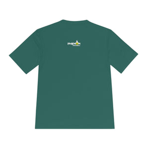 teal green dinks well with others athletic performance pickleball shirt apparel phenom logo back view
