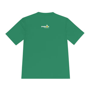 kelly green heavy dinker men's athletic pickleball apparel shirt phenom logo back view