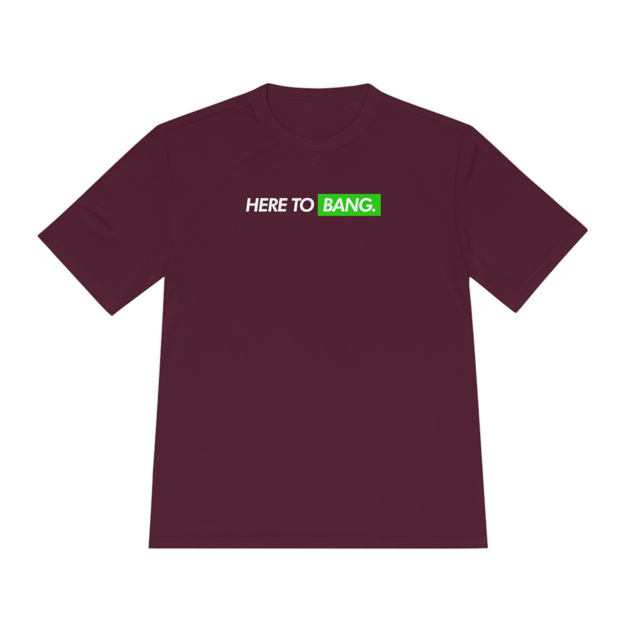 maroon burgundy here to bang men's athletic pickleball apparel shirt front view