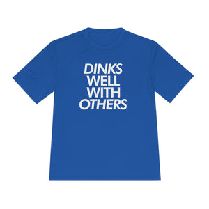 royal blue dinks well with others athletic performance pickleball shirt apparel front view