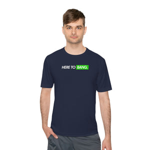 navy blue here to bang men's athletic pickleball apparel shirt front view