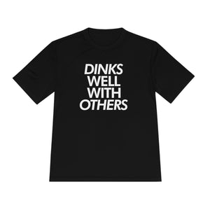 black dinks well with others athletic performance pickleball shirt apparel front view