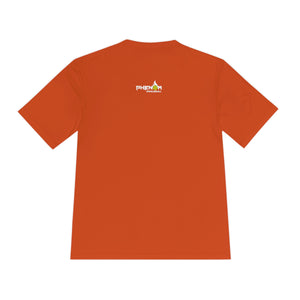 orange here to bang men's athletic pickleball apparel shirt phenom logo back view