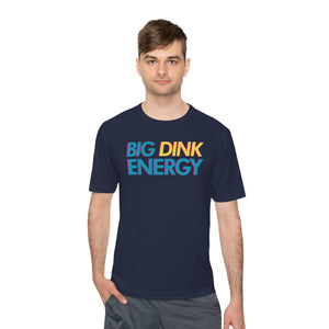 man wearing navy blue big dink energy pickleball athletic performance shirt apparel