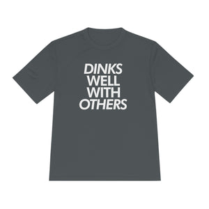 dark gray dinks well with others athletic performance pickleball shirt apparel front view