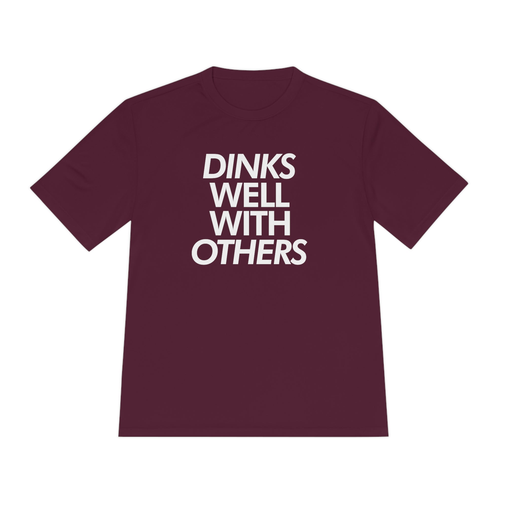 dark maroon burgundy dinks well with others athletic performance pickleball shirt apparel front view
