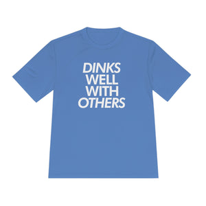 light blue dinks well with others athletic performance pickleball shirt apparel front view