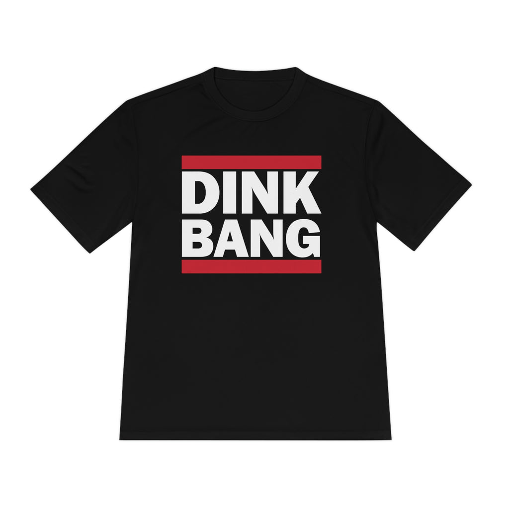 black dink bang run dmc performance athletic pickleball shirt apparel front view