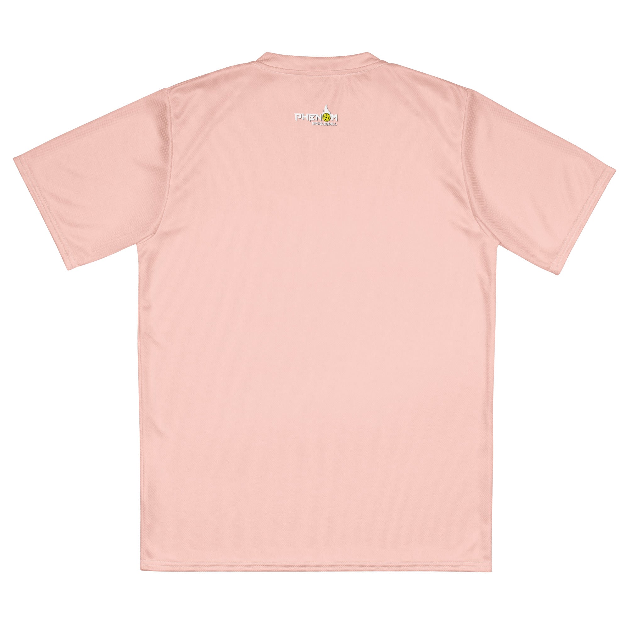flat placement pink match point pickleball shirt performance apparel athletic top phenom logo back view