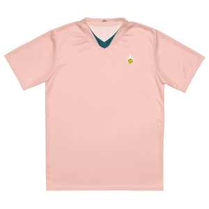 flat placement pink match point pickleball shirt performance apparel athletic top phenom logo front view