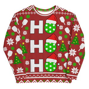 ho ho ho pickleballs ugly christmas sweater pickleball apparel front view