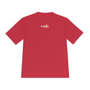 red heavy dinker men's athletic pickleball apparel shirt phenom logo back view
