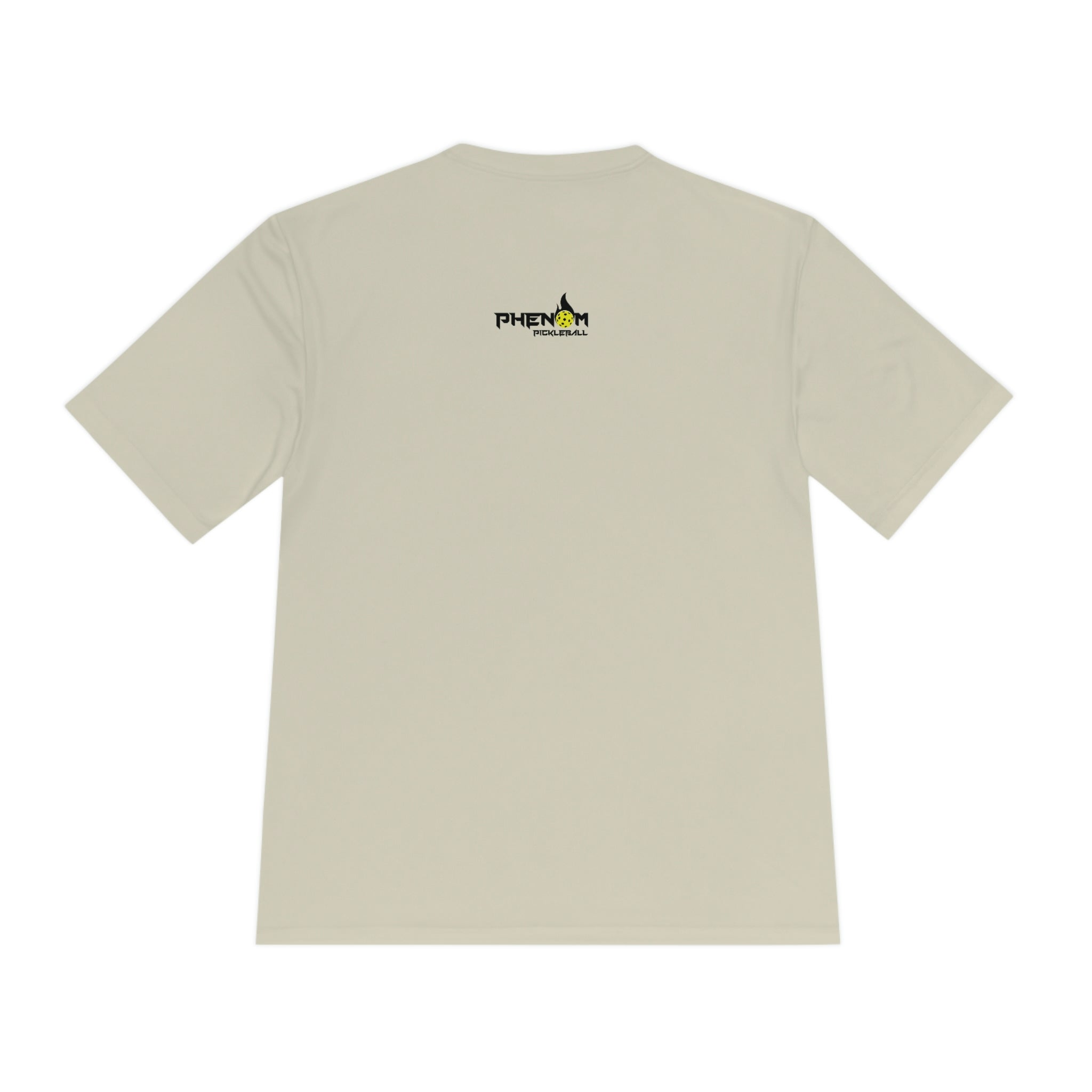 light cream tan dink bang run dmc performance athletic pickleball shirt apparel phenom logo back view