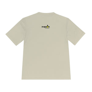 light cream tan dink bang run dmc performance athletic pickleball shirt apparel phenom logo back view