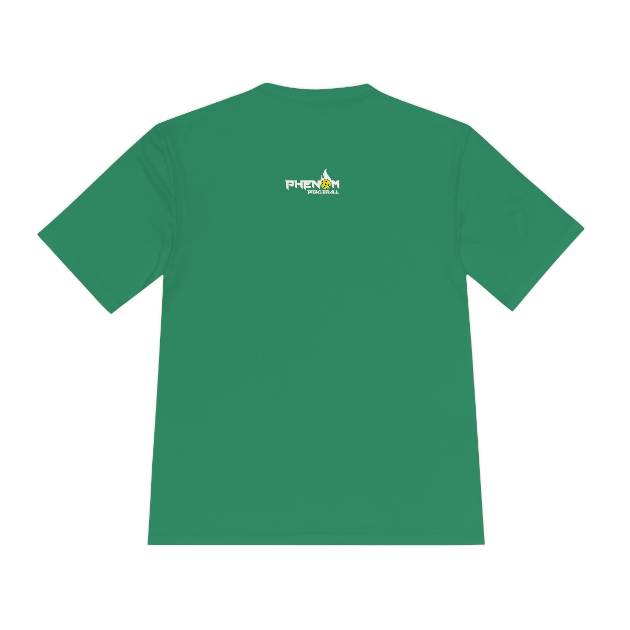 kelly green here to bang men's athletic pickleball apparel shirt phenom logo back view