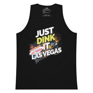 black just dink it las vegas men's tank top performance apparel athletic top front view