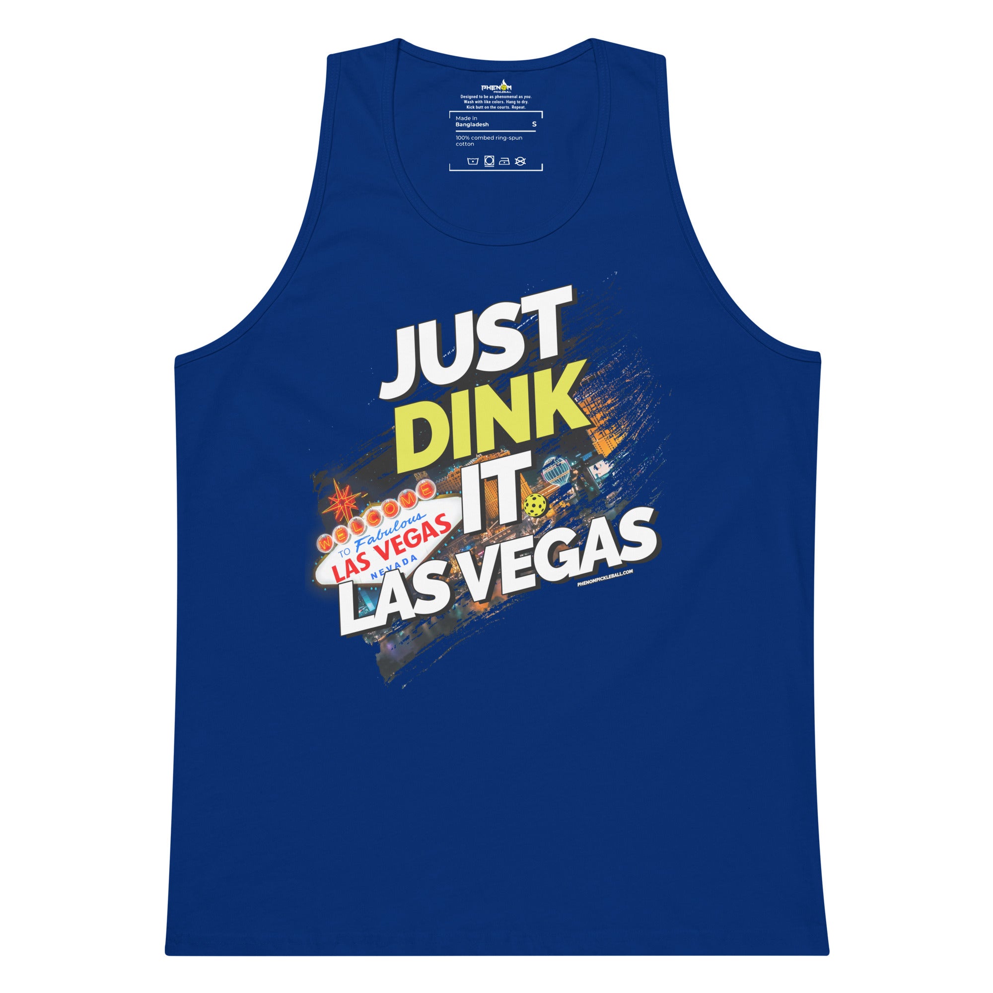 royal blue just dink it las vegas men's tank top performance apparel athletic top front view