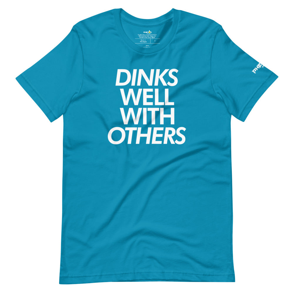 aqua blue dinks well with others pickleball shirt apparel front view