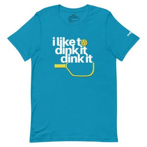 aqua blue i like to dink it dink it pickleball apparel athletic performance shirt front view