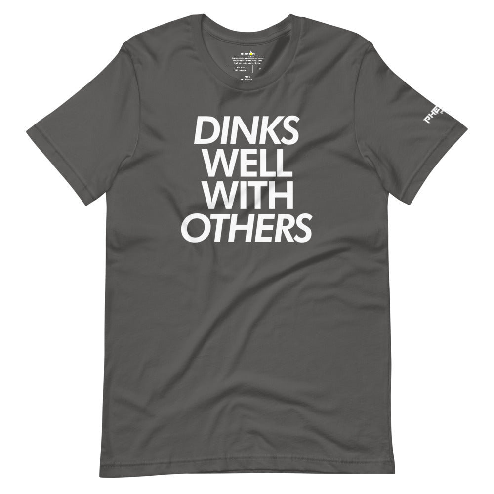 dark gray dinks well with others pickleball shirt apparel front view