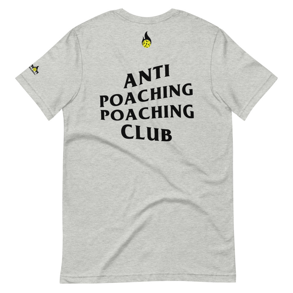 anti poaching poaching club pickleball apparel shirt heather gray back view
