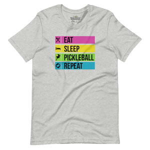athletic heather gray eat sleep pickleball repeat pickleball apparel shirt front view