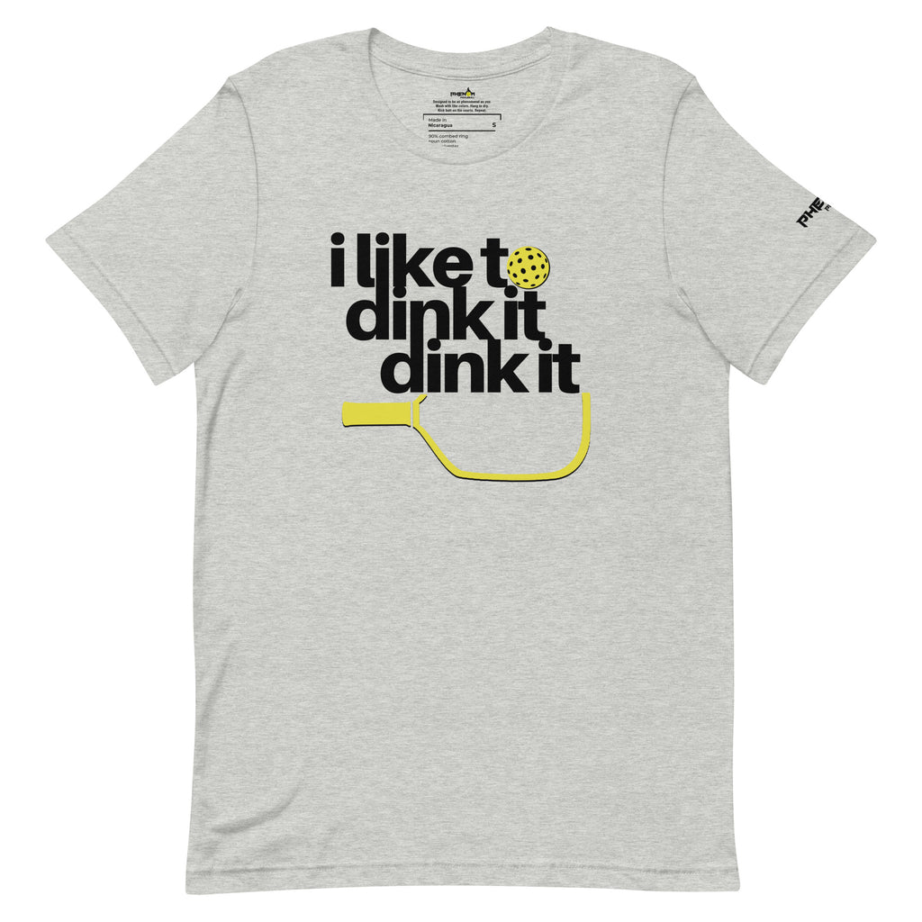 heather gray i like to dink it dink it pickleball apparel athletic performance shirt front view