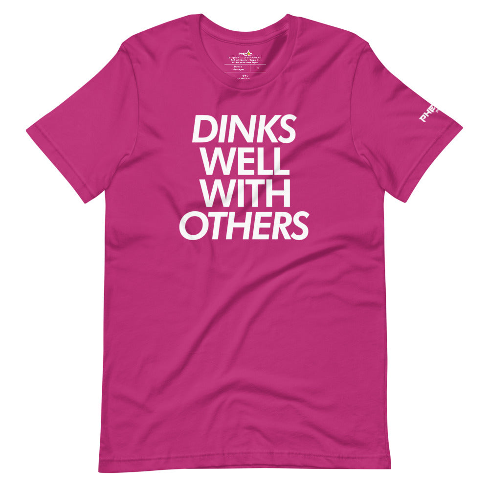 magenta hot pink dinks well with others pickleball shirt apparel front view
