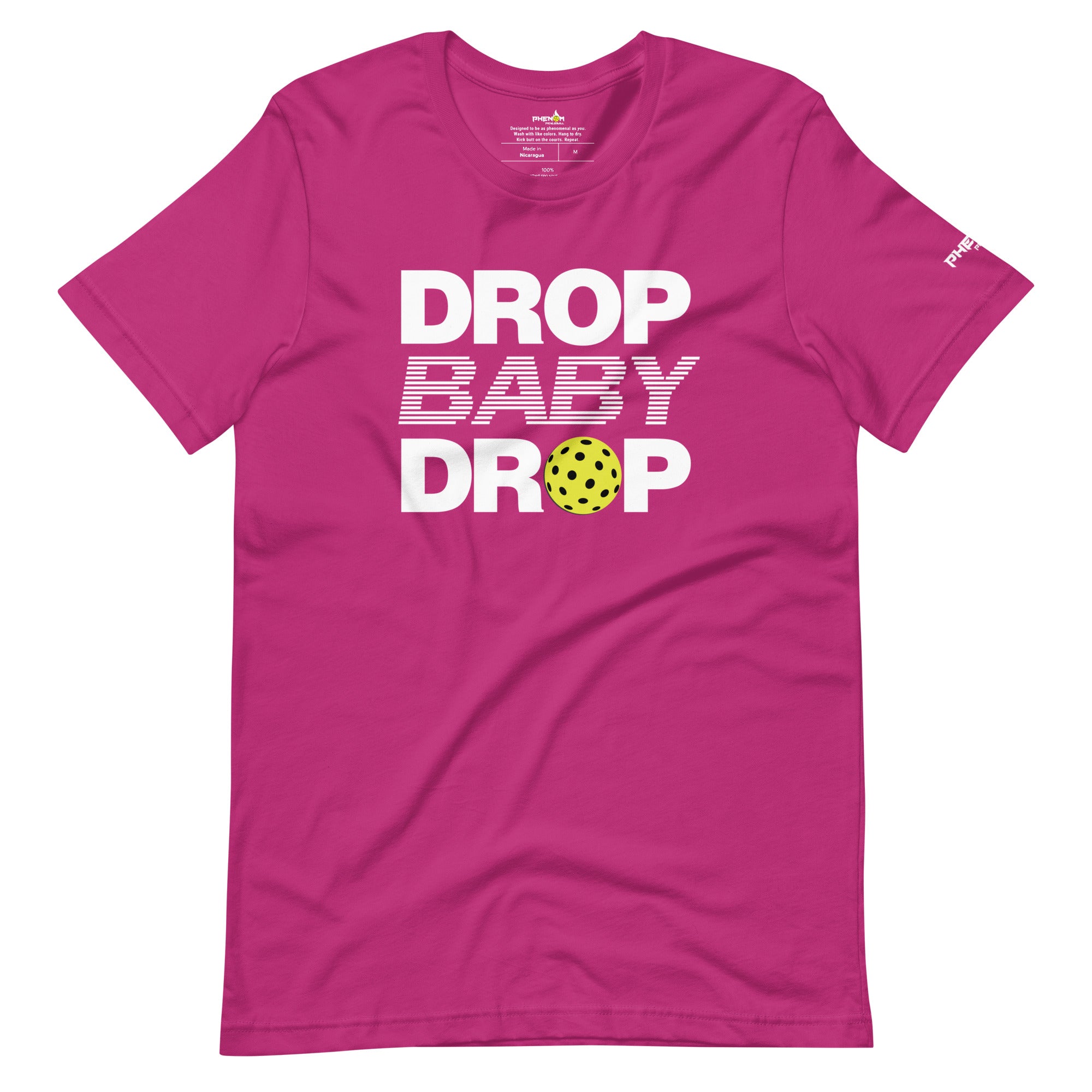 magenta hot pink drop baby drop pickleball shirt apparel front view