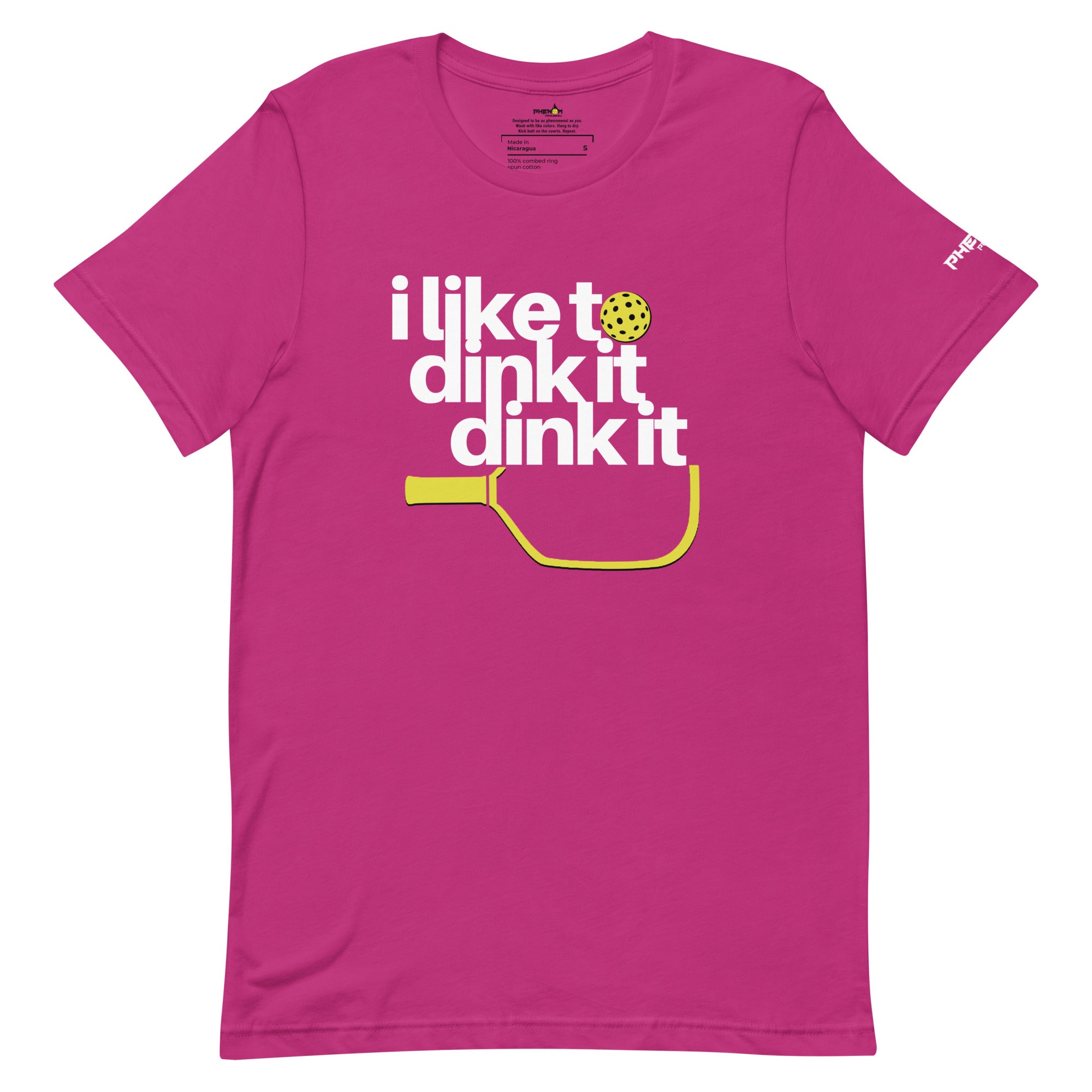 magenta hot pink i like to dink it dink it pickleball apparel athletic performance shirt front view