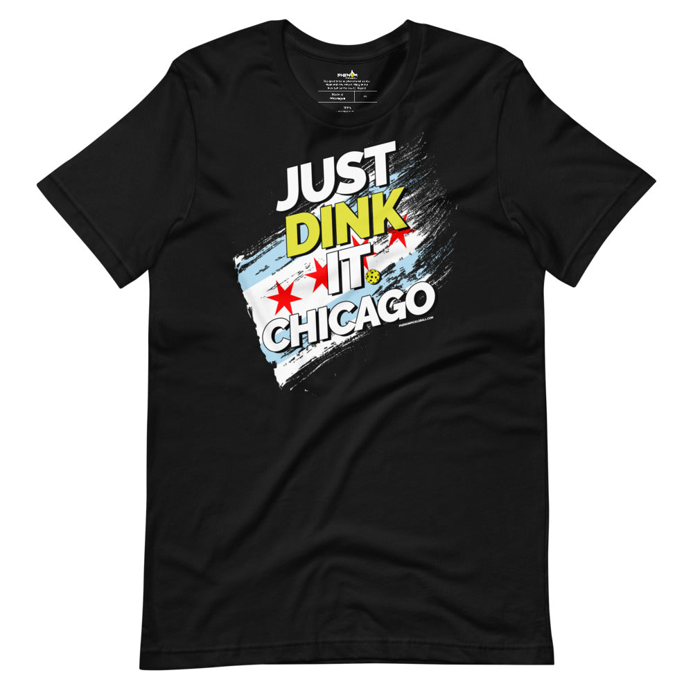 black just dink it chicago pickleball shirt athletic apparel performance top front view