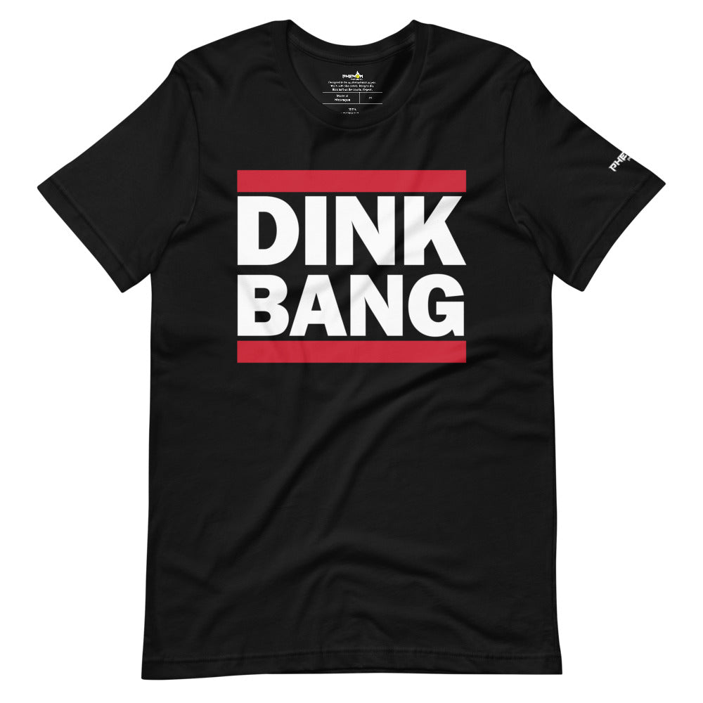black dink bang run dmc inspired pickleball shirt apparel front view