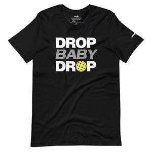 black drop baby drop pickleball shirt apparel front view