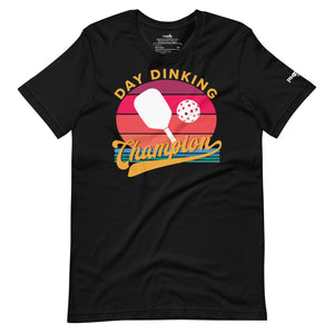black day dinking champion retro inspired pickleball shirt apparel front view