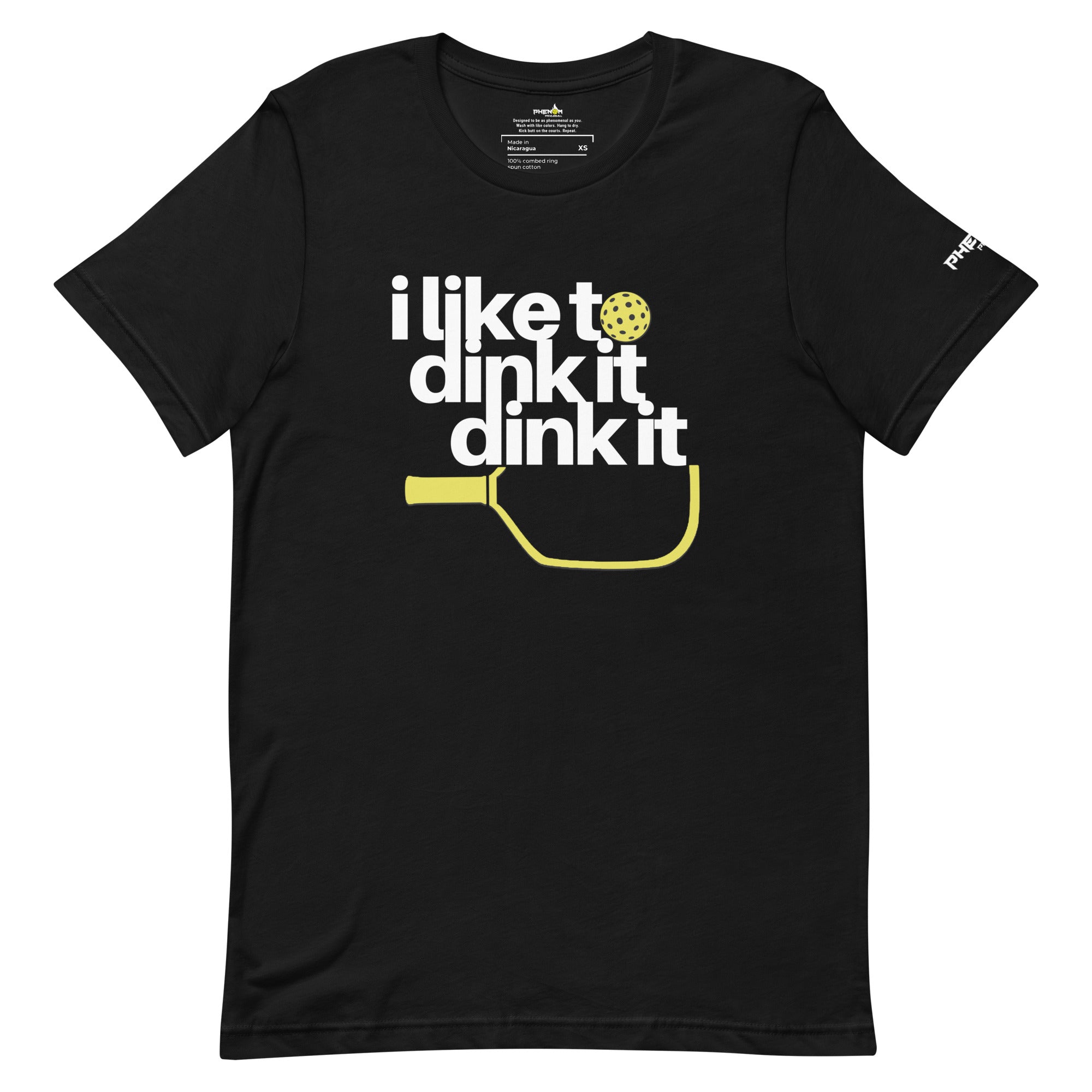 black i like to dink it dink it pickleball apparel athletic performance shirt front view