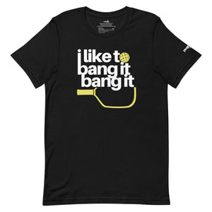black i like to bang it bang it pickleball shirt performance apparel front view