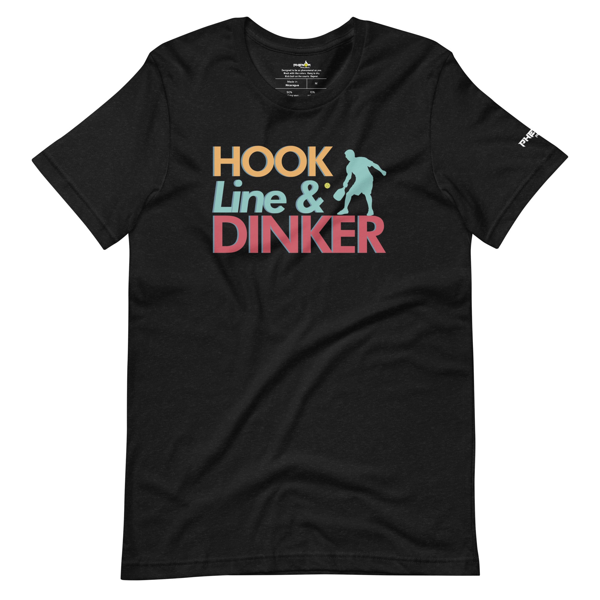 heather black hook line dinker pickleball shirt apparel front view