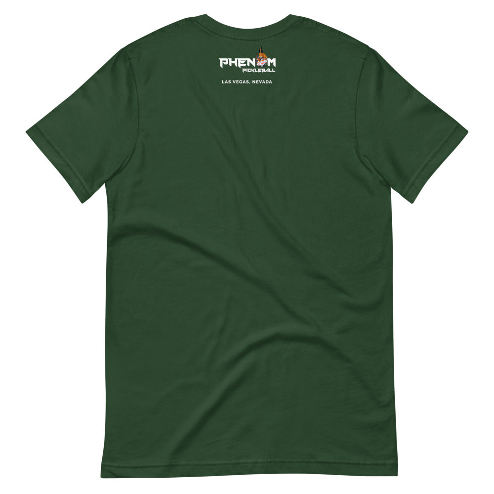 forest green just dink it las vegas pickleball shirt performance apparel athletic top phenom logo back view