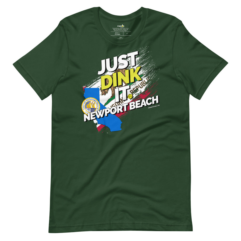 forest green just dink it newport beach california pickleball shirt performance apparel athletic top front view
