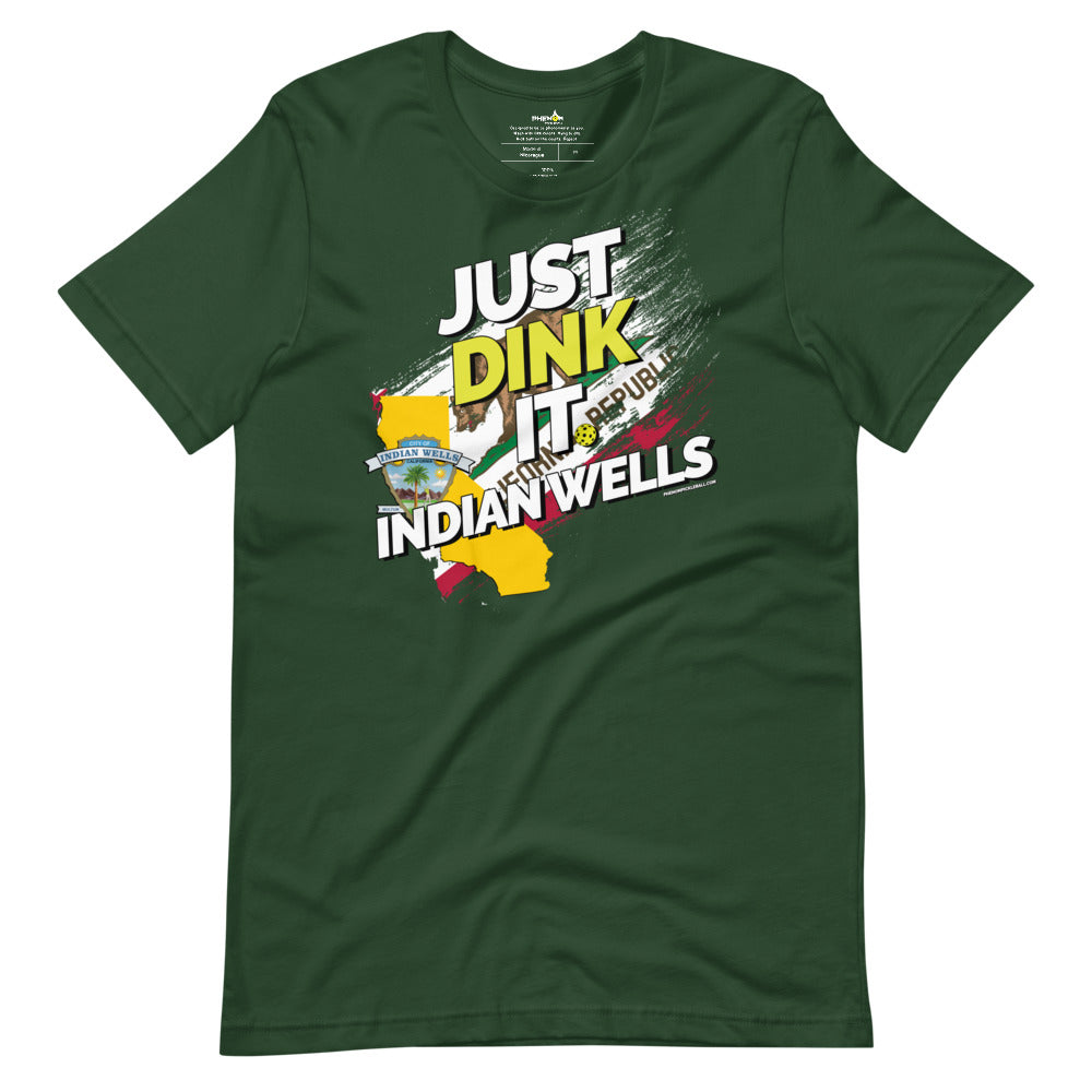 forest green just dink it indian wells pickleball shirt performance apparel athletic top front view