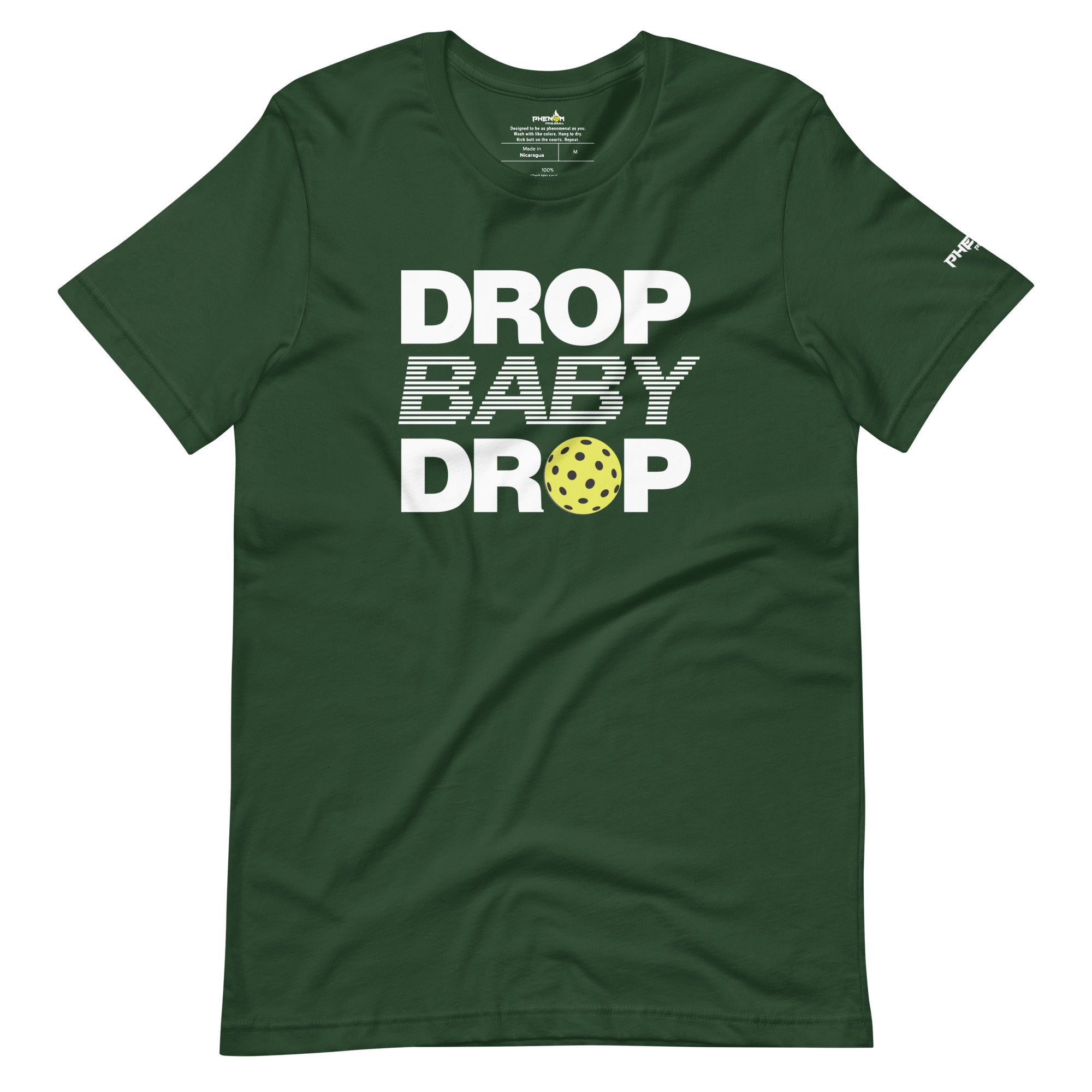 forest green drop baby drop pickleball shirt apparel front view