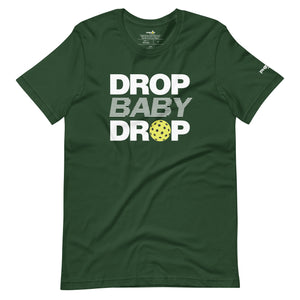 forest green drop baby drop pickleball shirt apparel front view