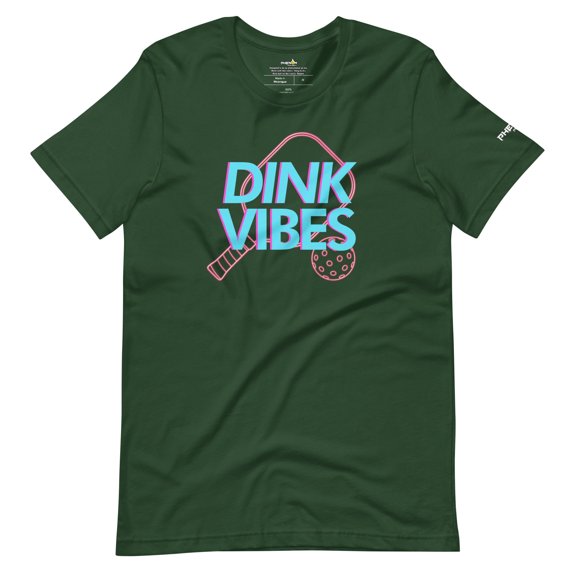forest green dink vibes neon inspired pickleball apparel shirt front view