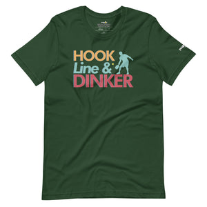 forest green hook line dinker pickleball shirt apparel front view