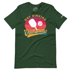 forest green day dinking champion retro inspired pickleball shirt apparel front view