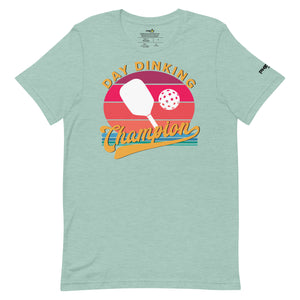 heather mint day dinking champion retro inspired pickleball shirt apparel front view