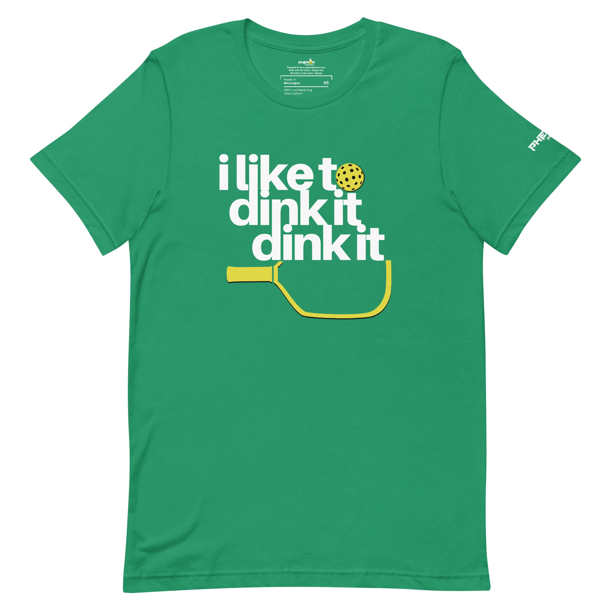 kelly green i like to dink it dink it pickleball apparel athletic performance shirt front view