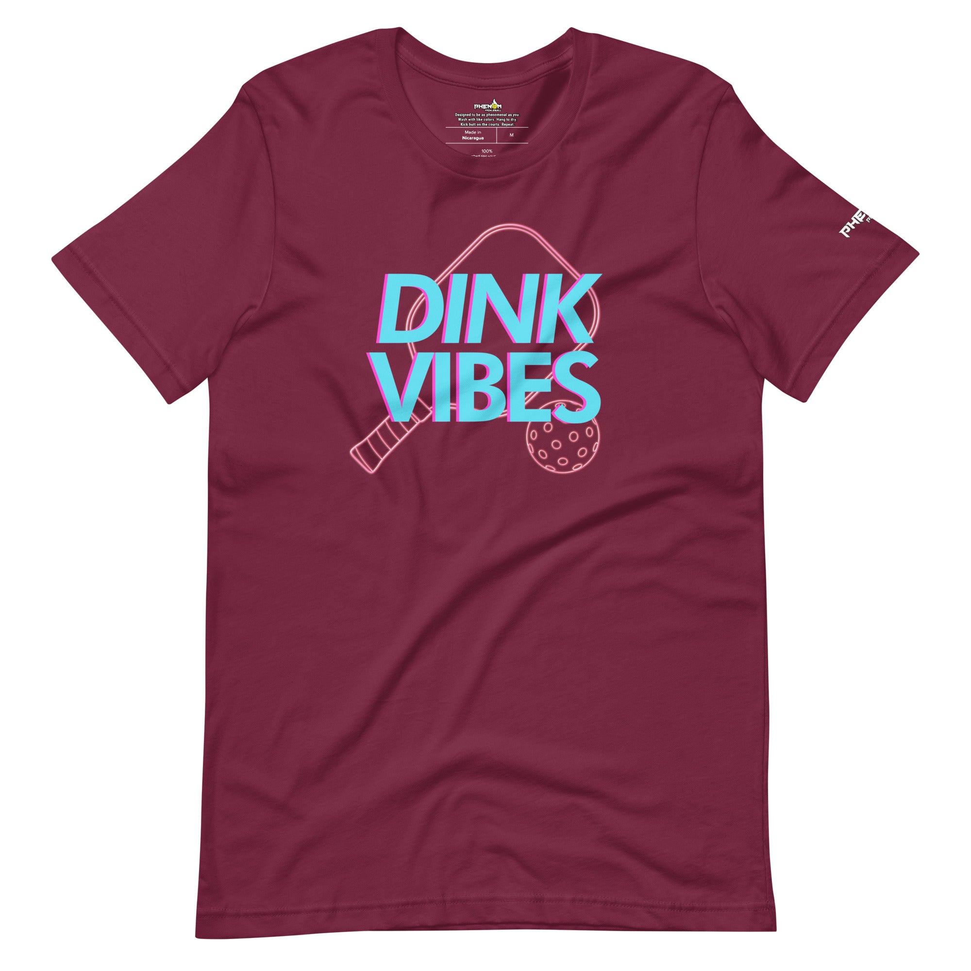 maroon dink vibes neon inspired pickleball apparel shirt front view
