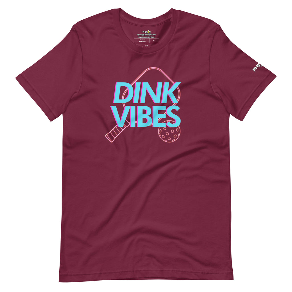 maroon dink vibes neon inspired pickleball apparel shirt front view